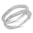 thumbnail image 1 of 0.50 CT 18K White Gold Round Diamond Ladies Anniversary Wedding Band Enhancer Guard Double Ring, 1 of 1