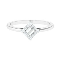 0.50 CT Baguette and Round Cut Zircon Geometric Ring, Cubic Zirconia Promise Ring in Gold for Women, 925 Sterling Silver, US 4.00