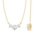 thumbnail image 1 of Rosec Jewels Moissanite 3 Stone Necklace for Women - D-VS1 Quality Certified Moissanite Necklace for Anniversary - Ready to Gift, 14K Yellow Gold, 1 of 6