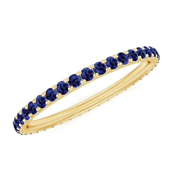 Rosec Jewels 0.50 CT Created Blue Sapphire Full Eternity Band Ring for Women, 14K Yellow Gold, US 6.50