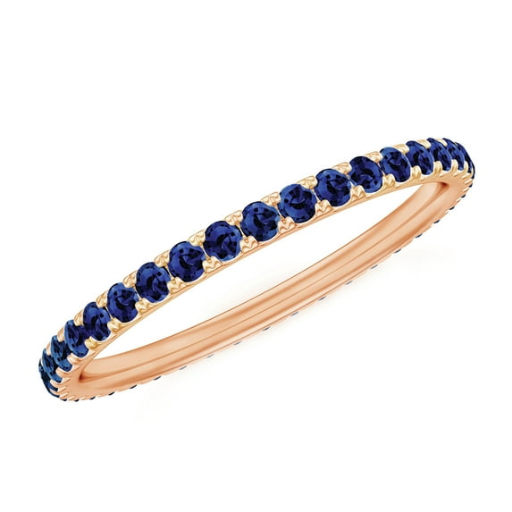 Rosec Jewels 0.50 CT Created Blue Sapphire Full Eternity Band Ring for Women, 18K Rose Gold, US 5.50