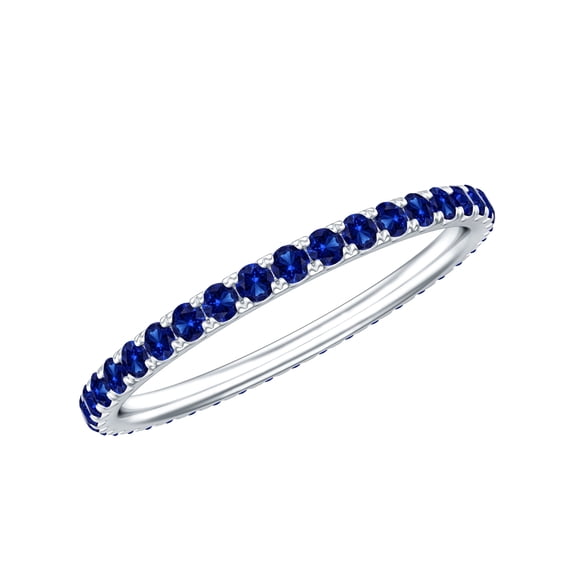 Rosec Jewels Certified Lab Created Blue Sapphire Full Eternity Band Ring for Women, 925 Sterling Silver, US 4.00