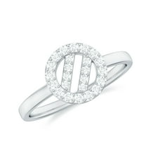 0.50 CT Elegant Moissanite Promise Ring for Women, Round Cut Moissanite Minimal Ring in Pave Setting, 925 Sterling Silver, US 4.00