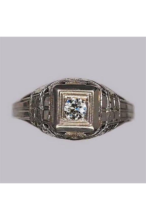 0.50 CT Engagement Solitaire Round Old European Diamond Ring, Size 6.5