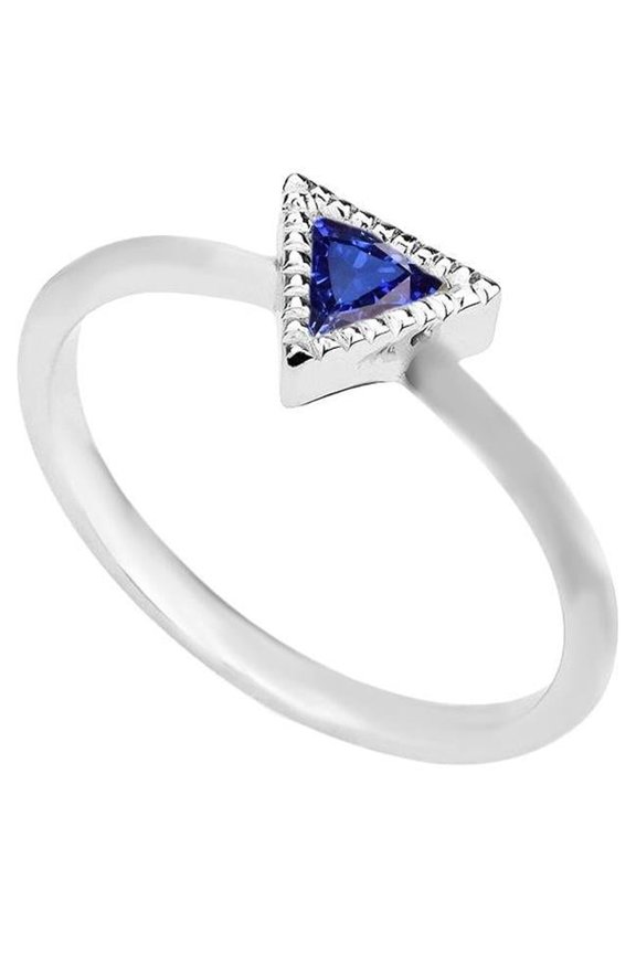 0.50 CT Halo Trillion Bezel Set Ceylon Sapphire Engagement Ring, Size 6.5
