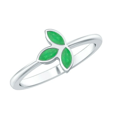 Rosec Jewels 0.50 CT Marquise Cut Emerald 3 Petal Promise Ring (AAA Quality), 925 Sterling Silver, US 4.00