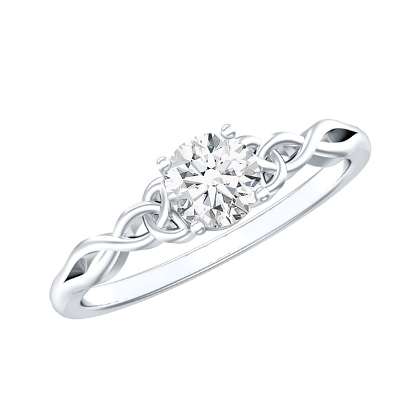 Rosec Jewels Certified Moissanite Promise Ring for Women - Celtic Knot Ring - D-VS1 Quality - Ready to Gift for Valentines, 14K White Gold, US 5.00