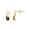 thumbnail image 1 of Rosec Jewels 0.50 CT Pear Shape Black Onyx and Moissanite Leaf Stud Earrings, 18K Yellow Gold, 1 of 7