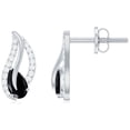 thumbnail image 1 of Rosec Jewels 0.50 CT Pear Shape Black Onyx and Moissanite Leaf Stud Earrings, 925 Sterling Silver, 1 of 7