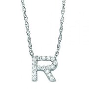 0.50 CT Round Diamonds R-Style Pendant Necklace with Chain - 14K White Gold