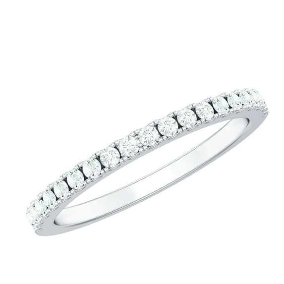 Rosec Jewels 0.50 CT Simple Round Cut Diamond Half Eternity Ring for Women, April Birthstone Ring, Fine Ring, 14K White Gold, US 4.00
