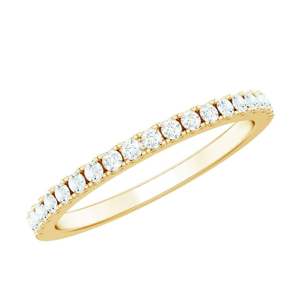 Rosec Jewels 0.50 CT Simple Round Cut Diamond Half Eternity Ring for Women, April Birthstone Ring, Fine Ring, 14K Yellow Gold, US 7.00