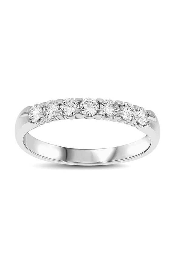0.50 CTTW 7 Stone Round Diamonds Shared Prong Anniversary or Wedding Band 14K Gold Bridal Ring H-J SI - Size 5