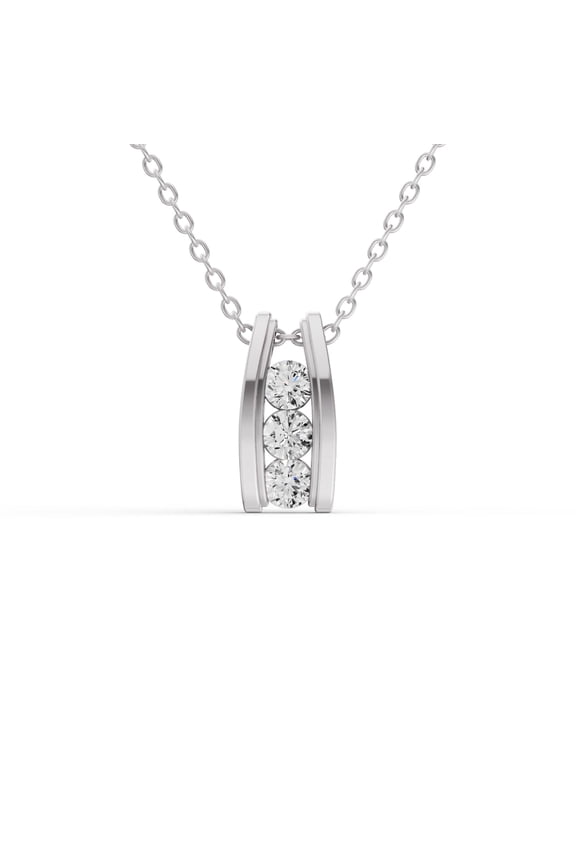0.50 CTW Lab Grown Diamond Three Stone Ladder Pendant in 10K White Gold
