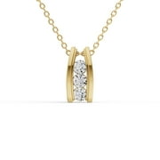 TIMELE$$ CLASSICS 0.50 CTW Lab Grown Diamond Three Stone Ladder Pendant in 10K Yellow Gold