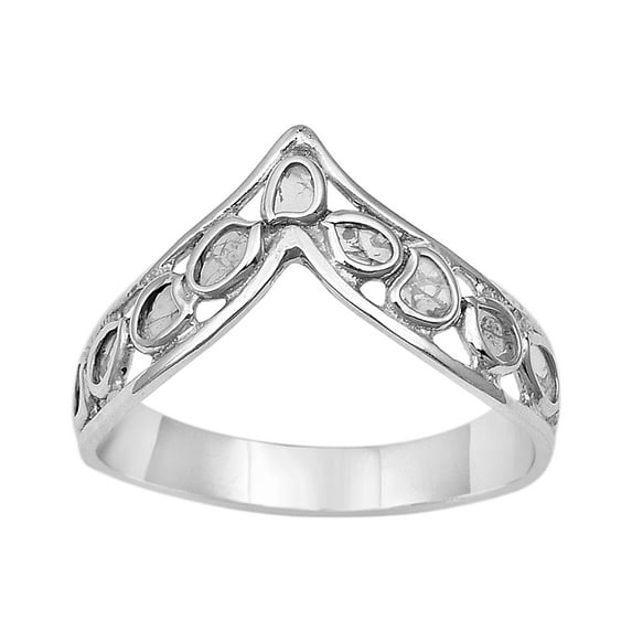 0.50 CTW Natural Diamond Polki Crown Ring 925 Sterling Silver Women Valentines Day Gifts Jewelry