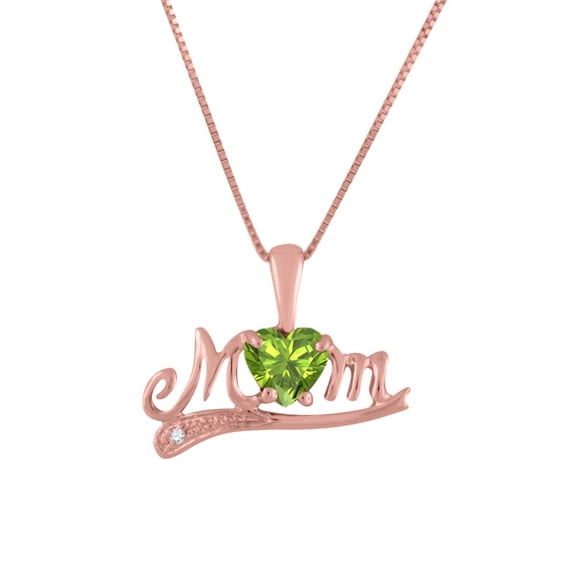 0.50 Carat 5MM Heart Shape Gemstone With Round Diamond In Heart Shape Mom Pendant For Woman Crafted In 10k Rose White and Yellow Gold With 18 Gold Plated Over 925 Sterling Silver Box Chain