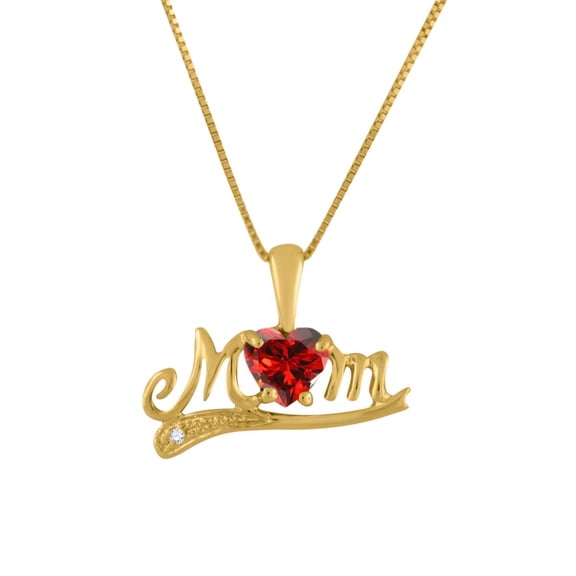 0.50 Carat 5MM Heart Shape Gemstone With Round Diamond In Heart Shape Mom Pendant For Woman Crafted In 10k Rose White and Yellow Gold With 18 Gold Plated Over 925 Sterling Silver Box Chain