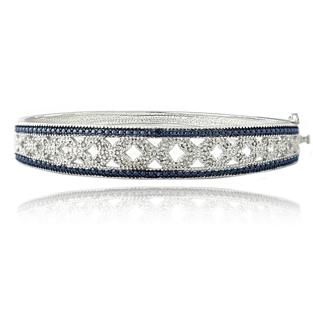 1/4 Carat Blue And White Diamond Twist Ring - Brass Size 6 Silver Speck