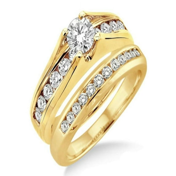 0.50 Carat Bridal Set With Round Cut Moissanite Diamond In 10K Yellow Gold, Promise Ring, Anniversary