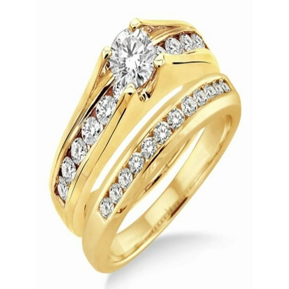 0.50 Carat Bridal Set with Round Cut Diamond in 10k Yellow Gold