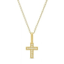 0.50 Carat Brilliant Round Cut VS1 Genuine Diamond Beautiful Divine Cross Necklace for Women Solid 14K Yellow Gold With 18 inches chain