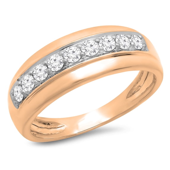 0.50 Carat (Ctw) 10K Rose Gold Round Cut White Diamond Men's Anniversary Wedding Band 1/2 CT