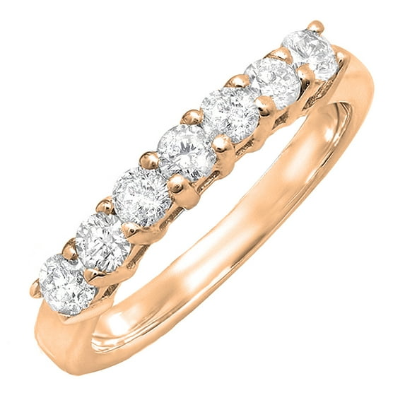 0.50 Carat (Ctw) 18K Rose Gold Round White Diamond Ladies Anniversary Stackable Wedding Band 1/2 CT