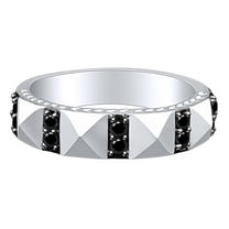 AFFY 0.50 Carat (Ctw) Round Shape Black Natural Diamond Men's Band Ring 10k Solid Gold