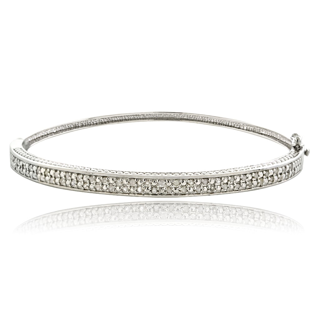 0.50 Carat Diamond Silver Tone Bangle Bracelet