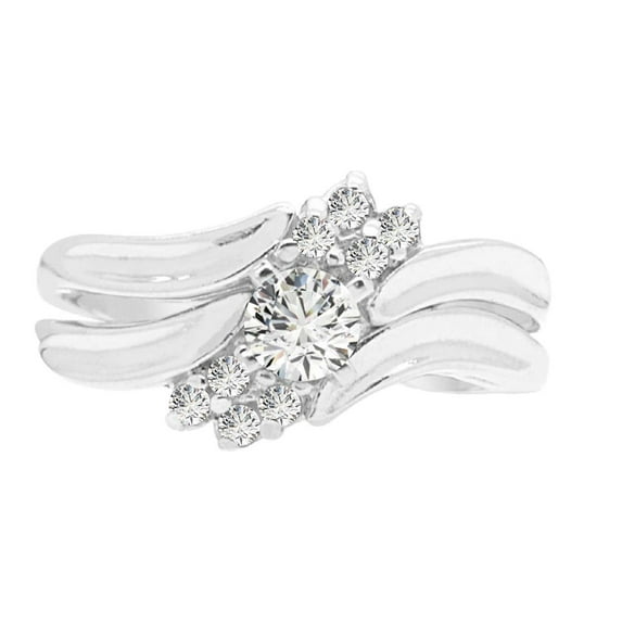 0.50 Carat Diamond Three Stone Ring In 10K Solid White & Yellow Gold