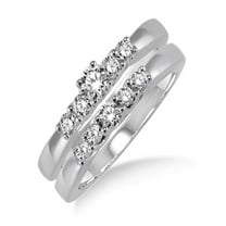 0.50 Carat Elegant 5 stone Bridal Set with Round Cut Diamond in 10k White Gold
