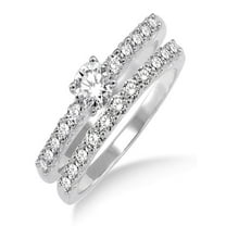 0.50 Carat Elegant Bridal Set with Round Cut Diamond in 10k White Gold