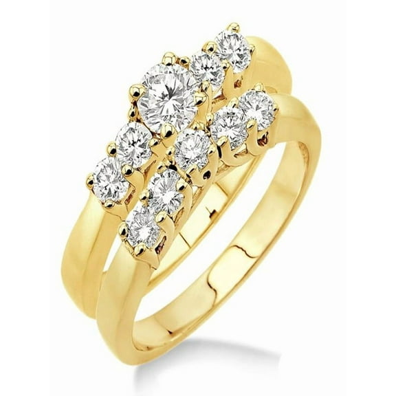 0.50 Carat Five Stone Bridal Set with Round Cut Diamond in 10k Yellow gold