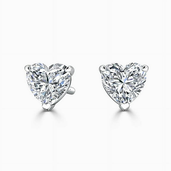0.50 Carat Heart Cut Colorless Genuine Moissanite Stud Earrings for women Solid 14K White Gold Screw Back Studs Earring