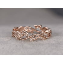 0.50 Carat Moissanite Diamond Wedding Ring Solid 10k Rose Gold Full Eternity Milgrain Floral Anniversary ring