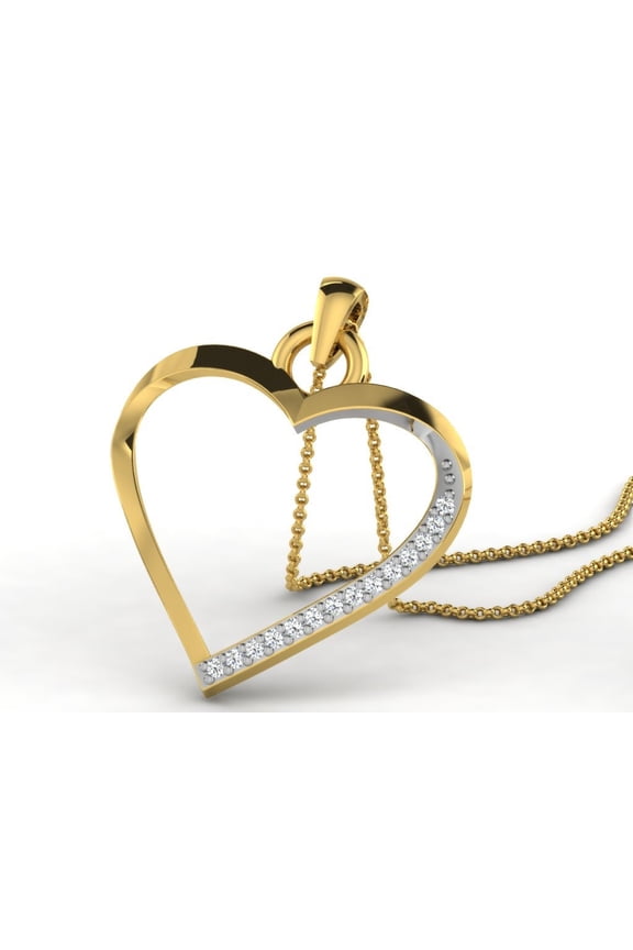 0.50 Carat Open Heart Shape Pendant/Necklace With 10kt Yellow Gold Over Sterling Silver, Hear Neckace, Heart Pendant,Diamond Heart,Valentine
