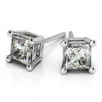 0.50 Carat Princess Cut Colorless Genuine Moissanite Stud Earrings for women Solid 14K White Gold Screw Back Studs Earring