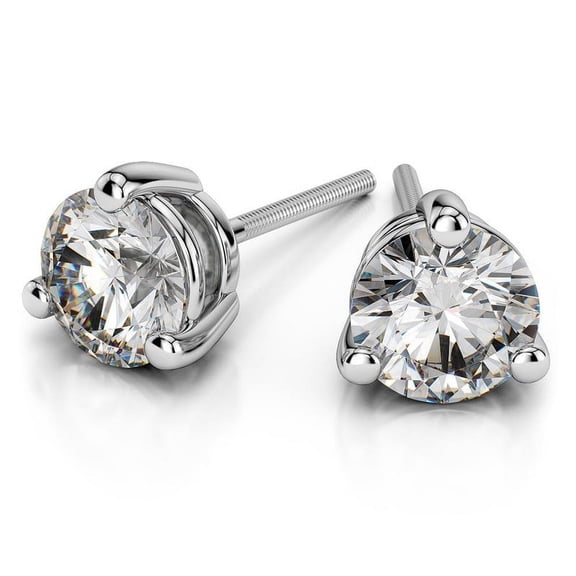 0.50 Carat Round Brilliant Cut Lab Created Diamond Stud Earrings for women Solid 14K White Gold Screw Back Martini Studs Earring