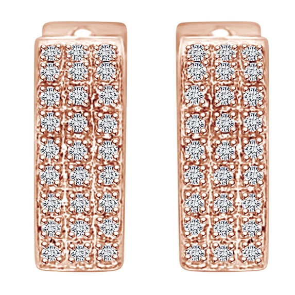 AFFY 0.50 Carat Round Shape White Natural Diamond Square Huggie Hoop Earrings 14k Solid Rose Gold