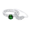 thumbnail image 1 of AFFY 0.50 Carat Round Simulated Emerald & Cubic Zirconia Filigree Design Wedding Ring Set 14K Solid White Gold Ring Size-8.5, 1 of 2