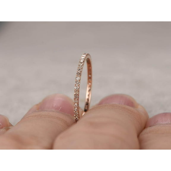 0.50 Carat Solid 10k Rose Gold Wedding Band with Moissanite Diamonds Band