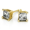thumbnail image 1 of 0.50 Carat Stunning Princess Cut Lab Created Diamond Stud Earrings for women Solid 14K Yellow Gold Push Back Studs Earring, 1 of 5