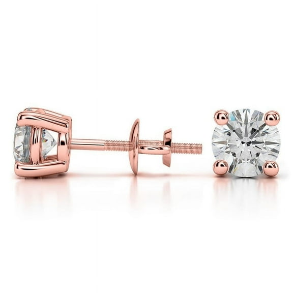 0.50 Carat Stunning Round Cut Moissanite Wedding Stud Earrings for women Solid 18K Rose Gold Screw Back Studs Earring