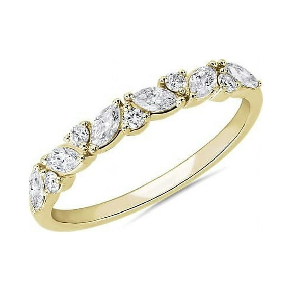 0.50 Carat Wonderful Marquise Cut Moissanite Proposal Eternity Band for Women Solid 18K Yellow Gold Size 10 by Diamond-Capitals