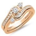 thumbnail image 1 of 0.50 Carat (ctw) 10K Rose Gold Round Diamond Ladies Bridal Twisted Swirl Engagement Ring With Matching Band Set 1/2 CT, 1 of 1