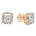 thumbnail image 1 of 0.50 Carat (ctw) 10K Rose Gold Round White Diamond Ladies Cluster Style Stud Earrings 1/2 CT, 1 of 1