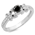 thumbnail image 1 of 0.50 Carat (ctw) 10K White Gold Round Black & White Diamond Ladies Bridal Unique Vintage Style Engagement Ring 1/2 CT, 1 of 1