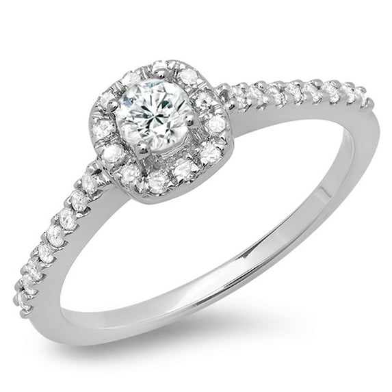 0.50 Carat (ctw) 10K White Gold Round Diamond Ladies Halo Bridal Engagement Ring 1/2 CT