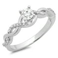 thumbnail image 1 of 0.50 Carat (ctw) 10K White Gold Round White Diamond Ladies Crossover Split Shank Bridal Promise Engagement Ring 1/2 CT, 1 of 6
